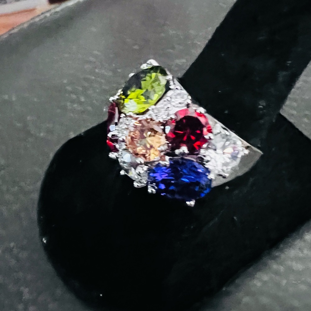 Multicolor Gem Cluster Statement Ring - Women's J… - image 2